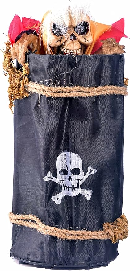 Animated skull in sack prop
