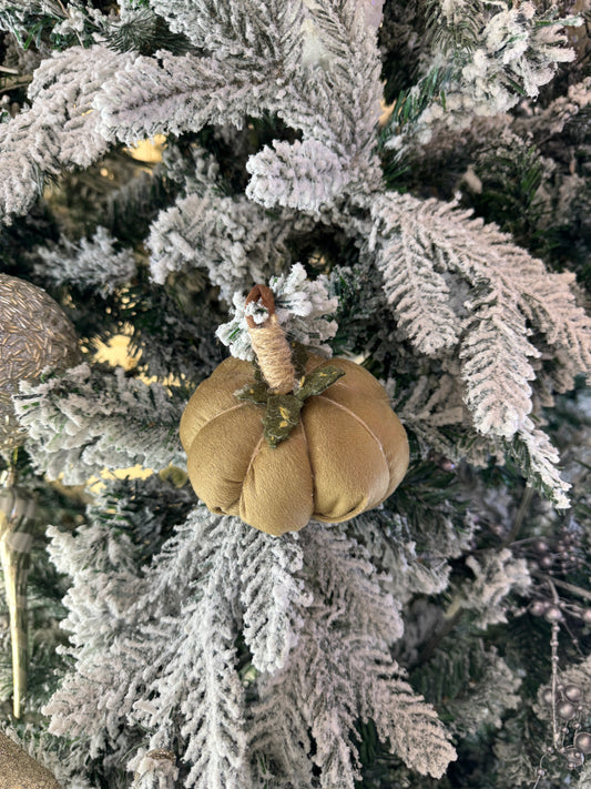 Small beige velvet Christmas ornament