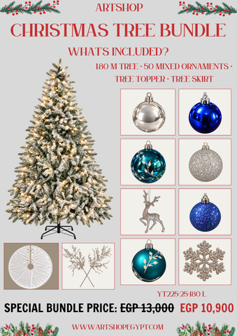 Winter Blue Christmas Tree Bundle – 1.80m (With Lights)