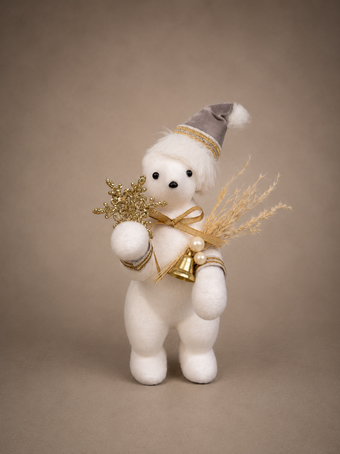 Christmas Polar Bear with Gold Snowflake Ornament