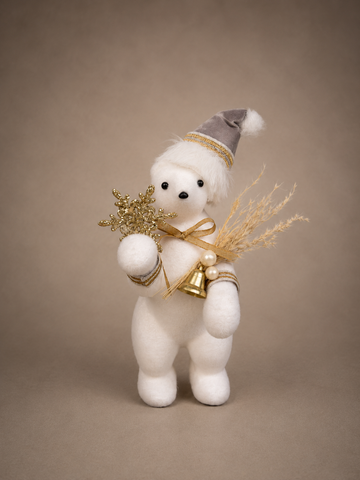 Christmas Polar Bear with Gold Snowflake Ornament