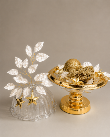 Golden Christmas Ornament Display Set