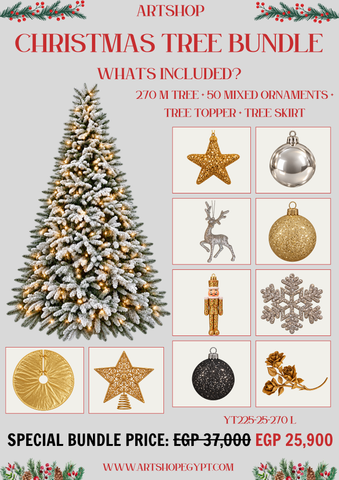 Golden Frost Christmas Tree Bundle – 2.70m (With Lights)