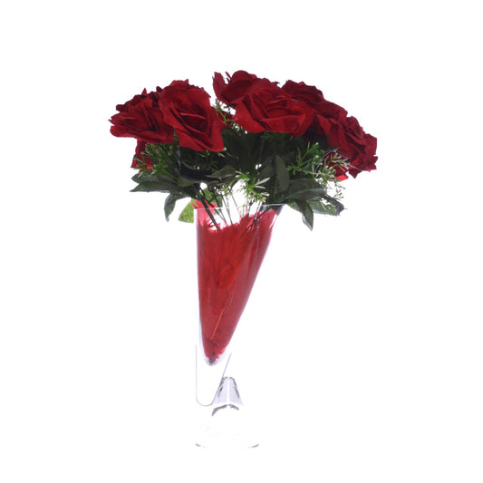 Red Valentine Vase with Artificial Flowers