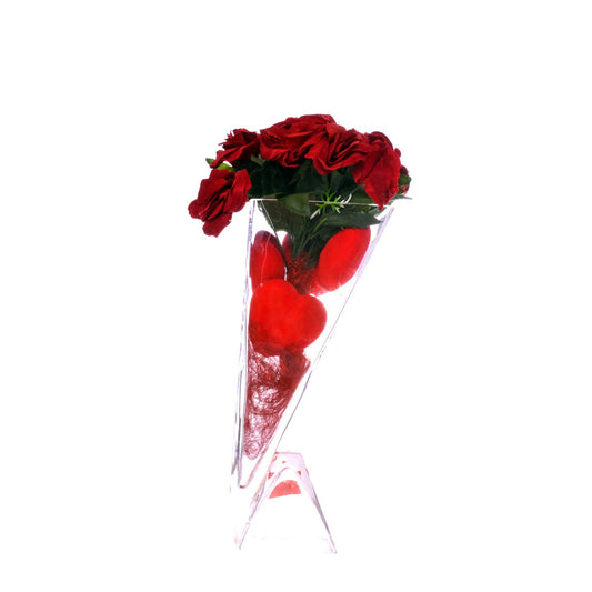 Red Valentine Vase with Artificial Flowers