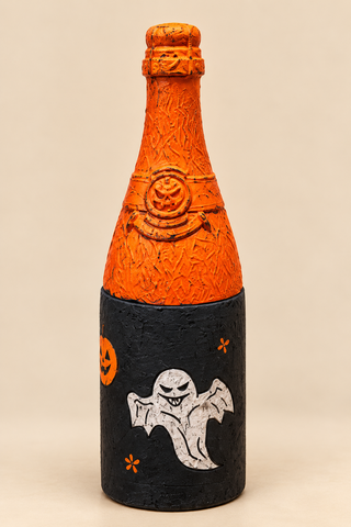 Orange Halloween Ghost Bottle Decoration