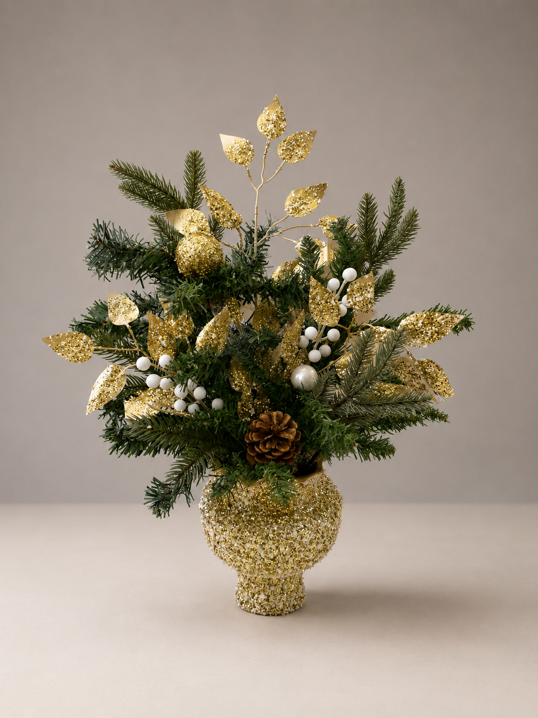 Gold & White Christmas Floral Arrangement