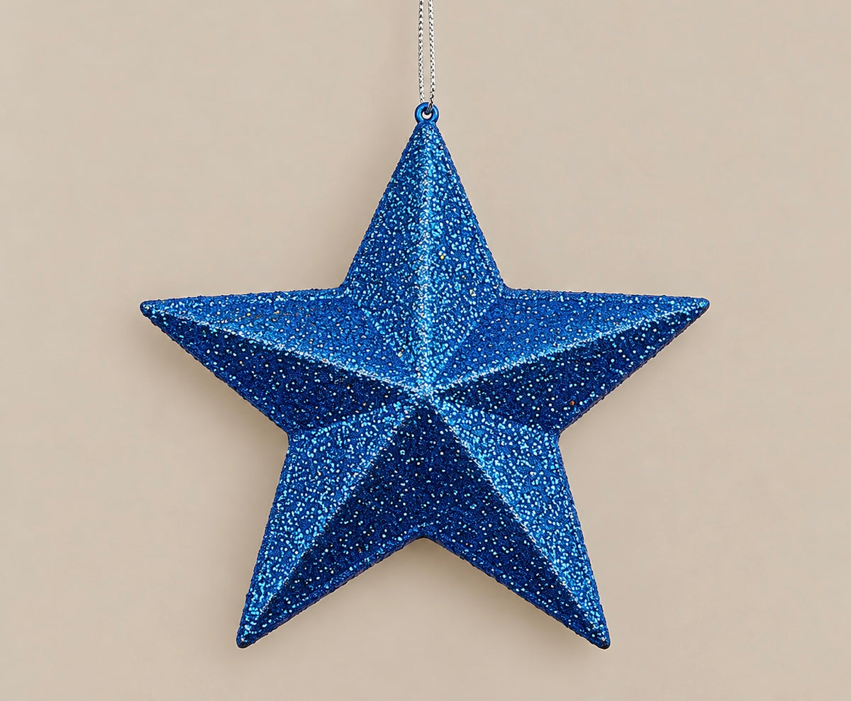 Blue Glitter Star Ornament