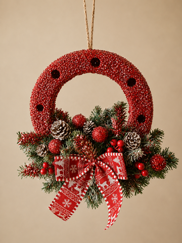 Red Glitter Christmas Door Wreath
