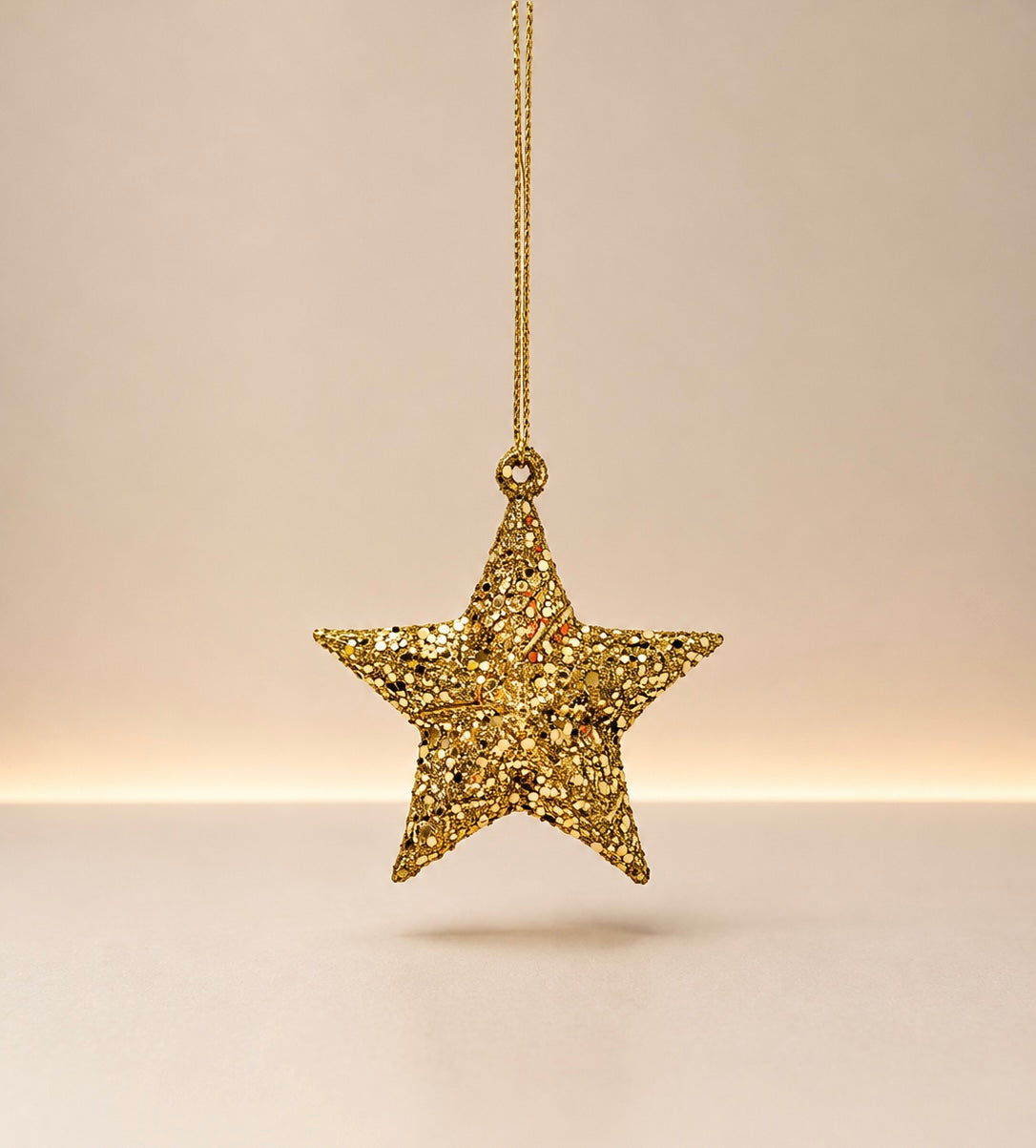 Gold Glitter Star Ornament