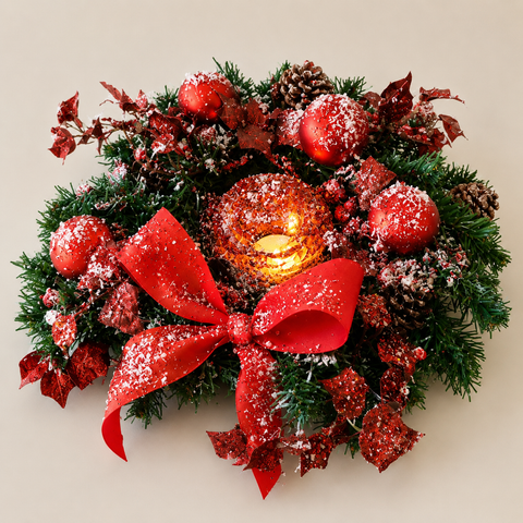 Red Christmas Candle Centerpiece