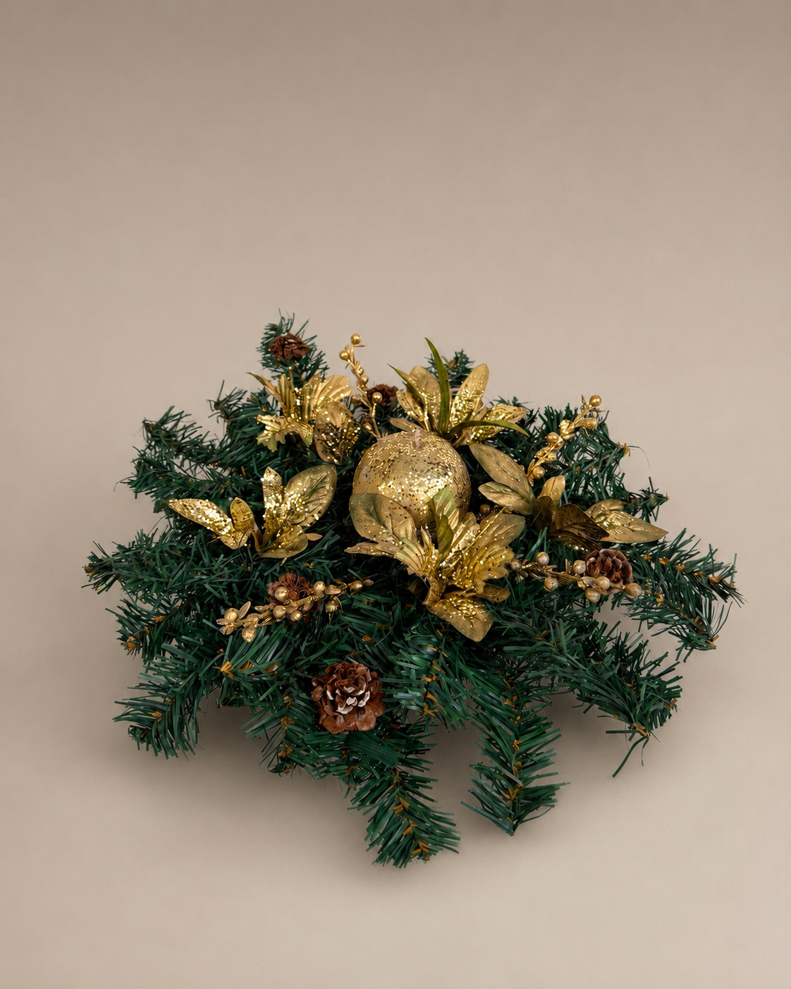Golden Botanical Christmas Centerpiece
