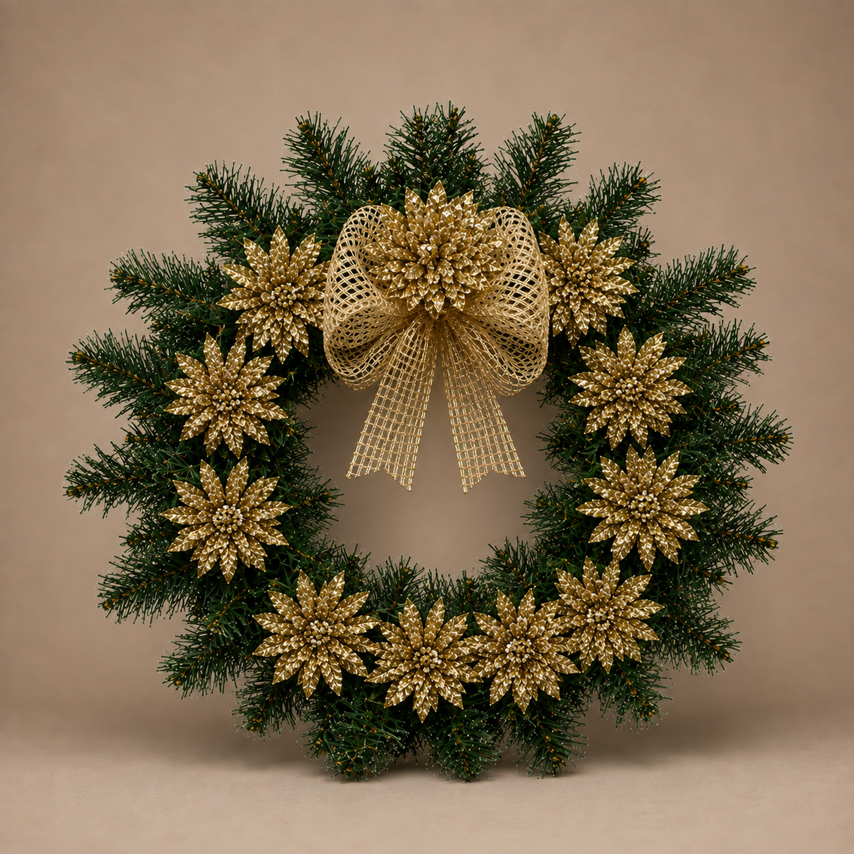 Gold Poinsettia Christmas Wreath