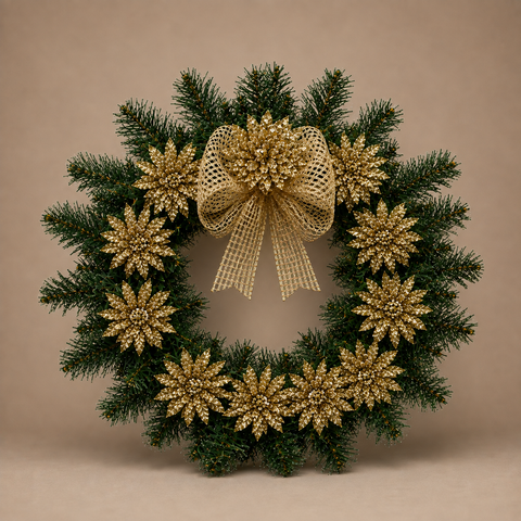 Gold Poinsettia Christmas Wreath