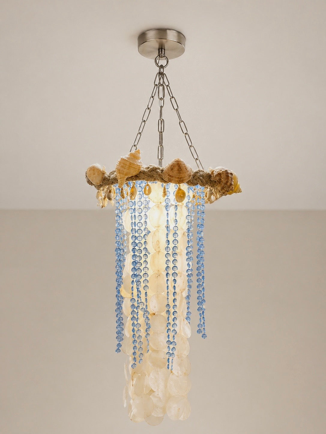 Coastal Beaded Shell Chandelier