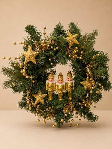 Gold Nutcracker Christmas Wreath