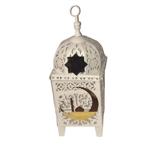 White & Gold Ramadan Lantern 15 x 37 cm