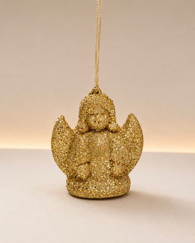 Gold Glitter Angel Ornament