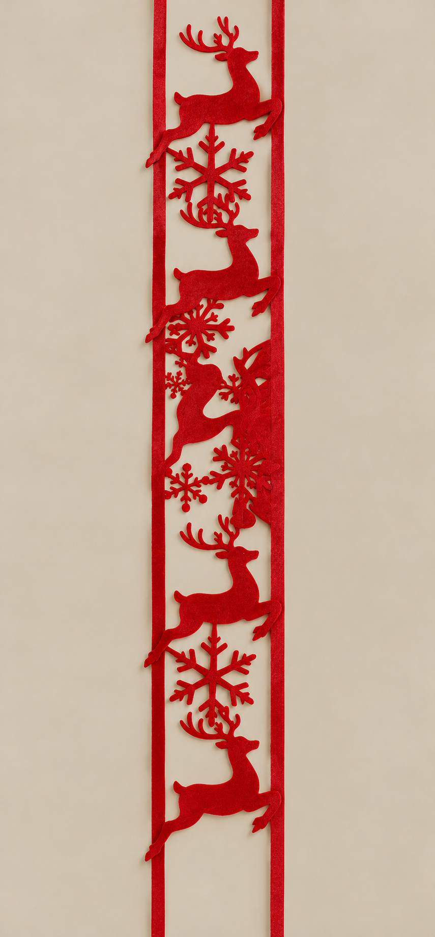 Red Reindeer & Snowflake Christmas Ribbon