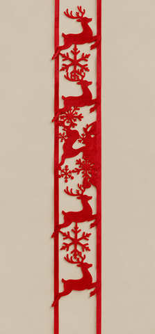 Red Reindeer & Snowflake Christmas Ribbon