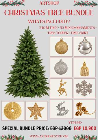 Golden Elegance Christmas Tree Bundle – 2.40m (Without Lights)