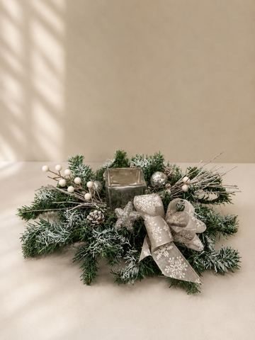 Frosted Silver Christmas Centerpiece
