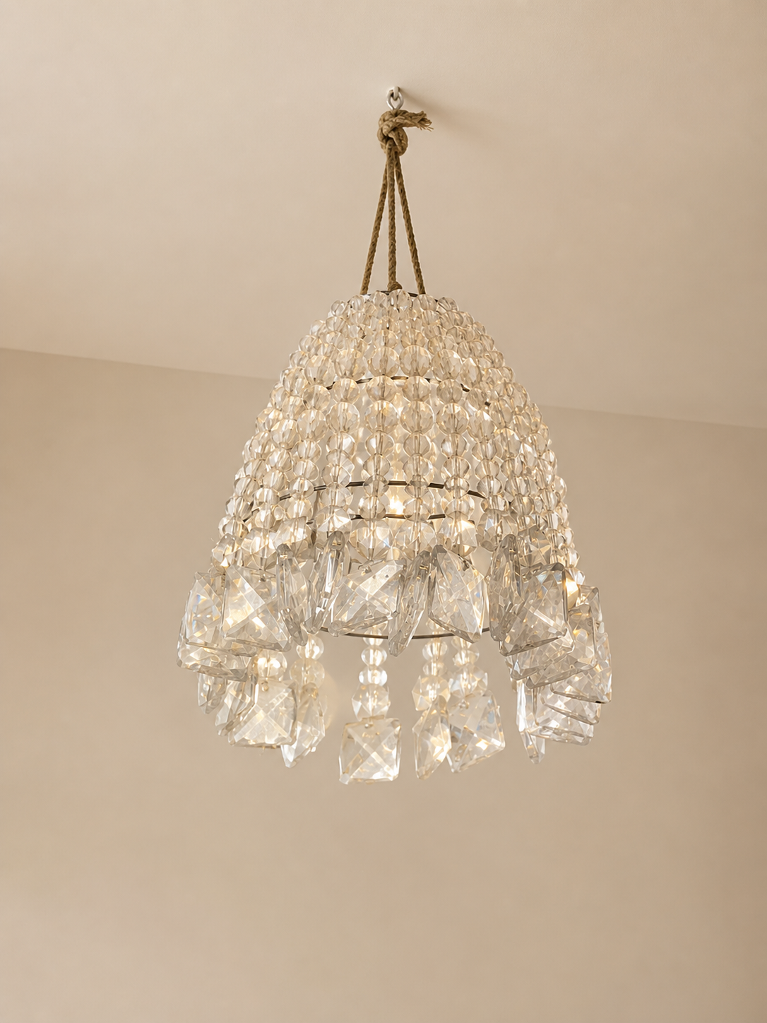 Crystal Beaded Hanging Lamp