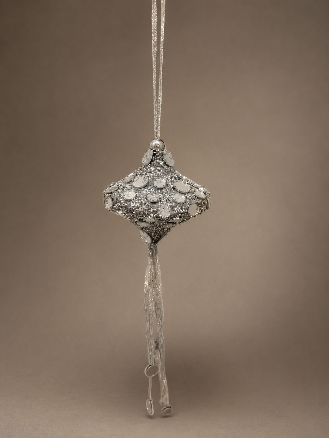 Silver Sequin Tassel Ornament