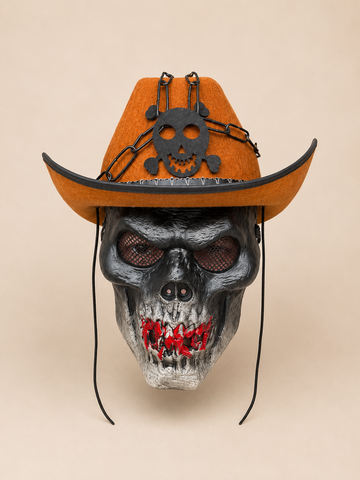 Skull Cowboy Mask + Hat