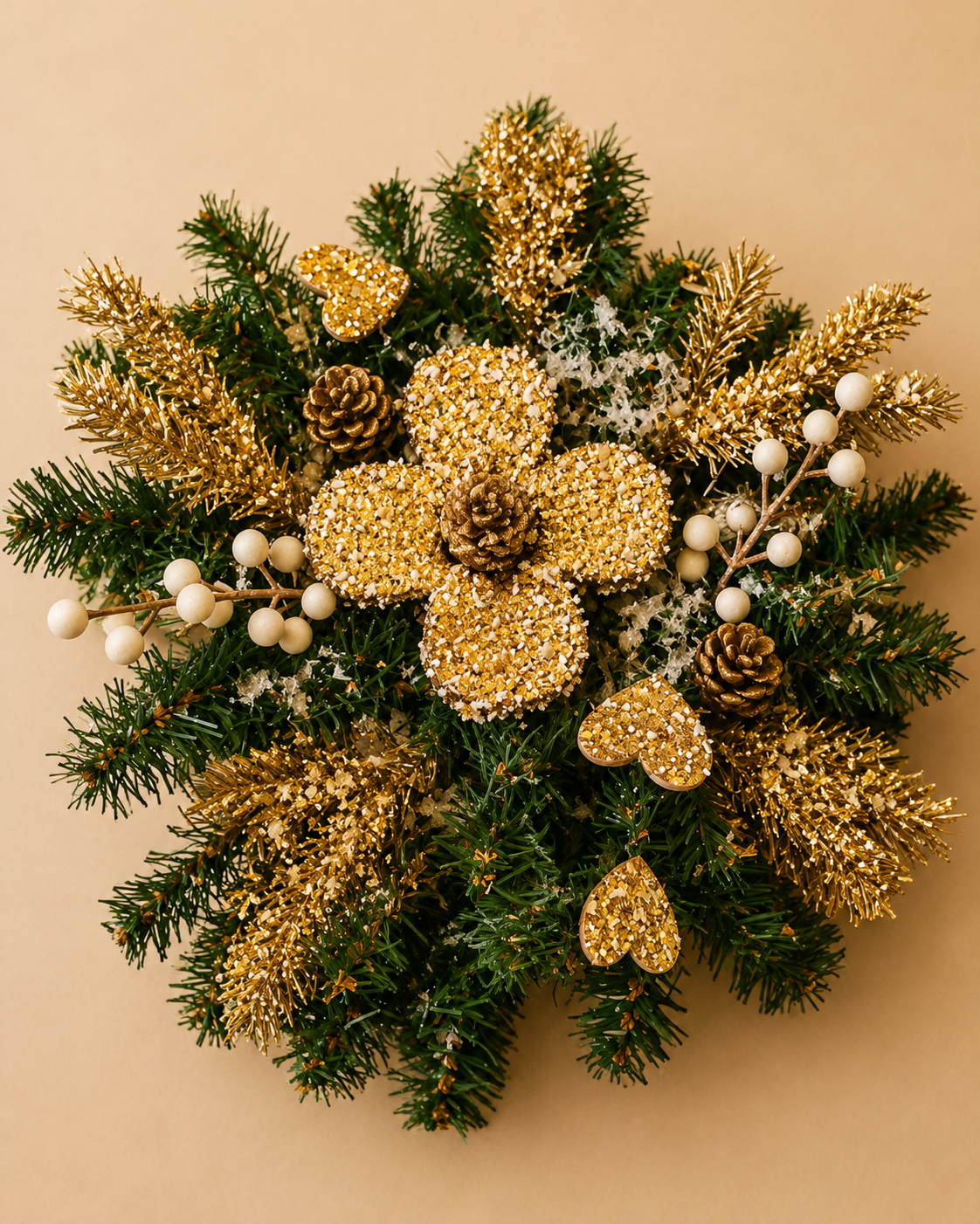 Gold Floral Christmas Wreath