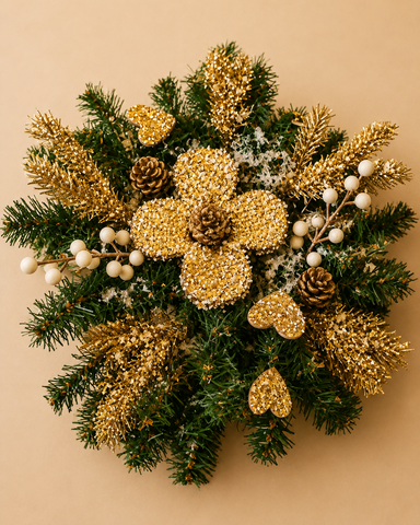 Gold Floral Christmas Wreath
