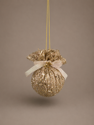 Champagne Gold Sequin Bauble Ornament
