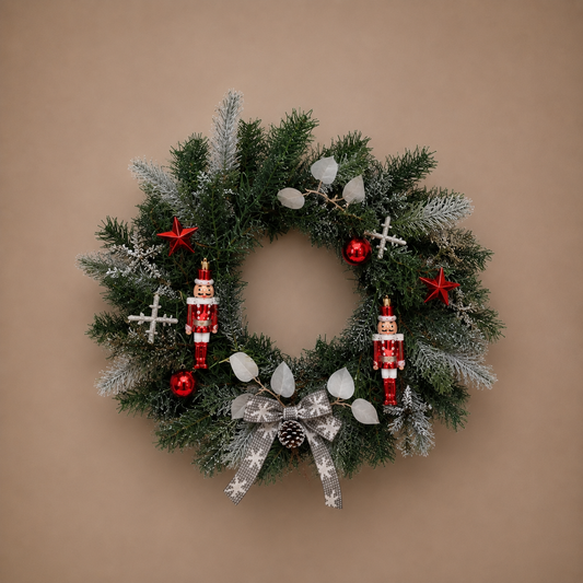 Red Nutcracker Christmas Wreath
