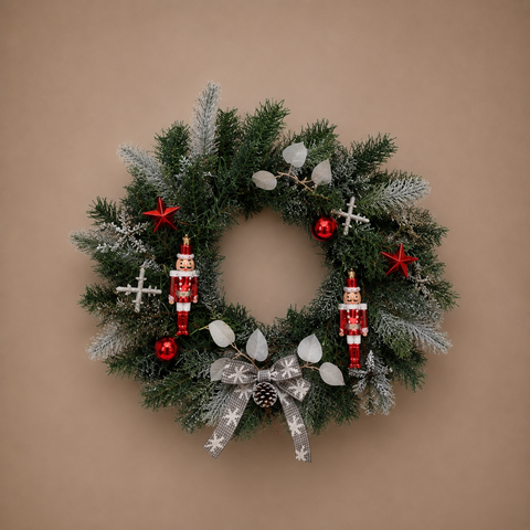 Red Nutcracker Christmas Wreath