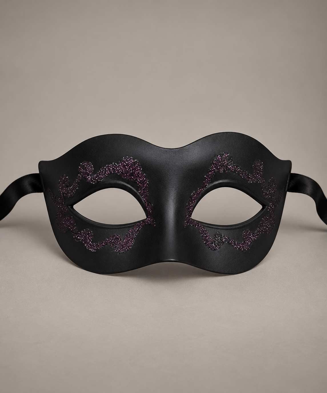 Black & Purple Glitter Masquerade Mask