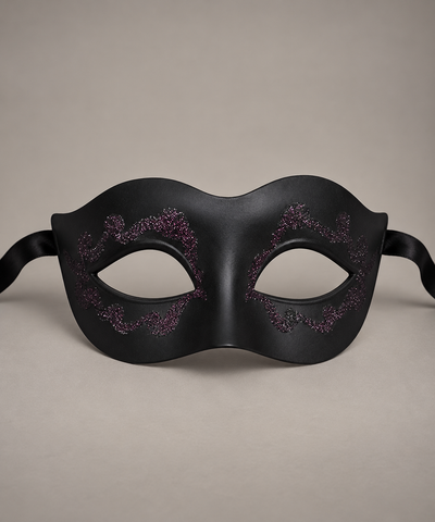Black & Purple Glitter Masquerade Mask