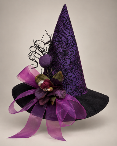 Purple Spiderweb Witch Hat