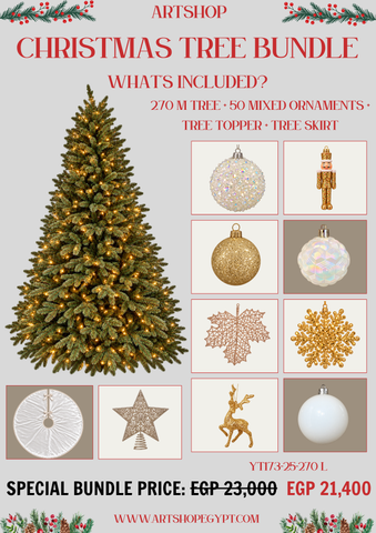 Champagne Sparkle Christmas Tree Bundle – 2.70m (With Lights)