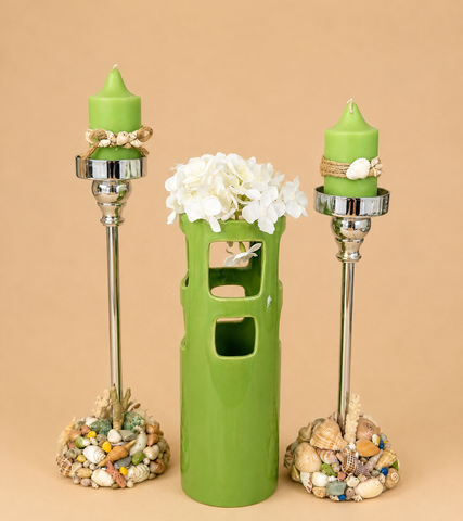 Coastal Candle & Floral Centerpiece Set