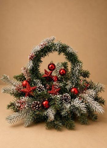 Red & White Christmas Basket Arrangement