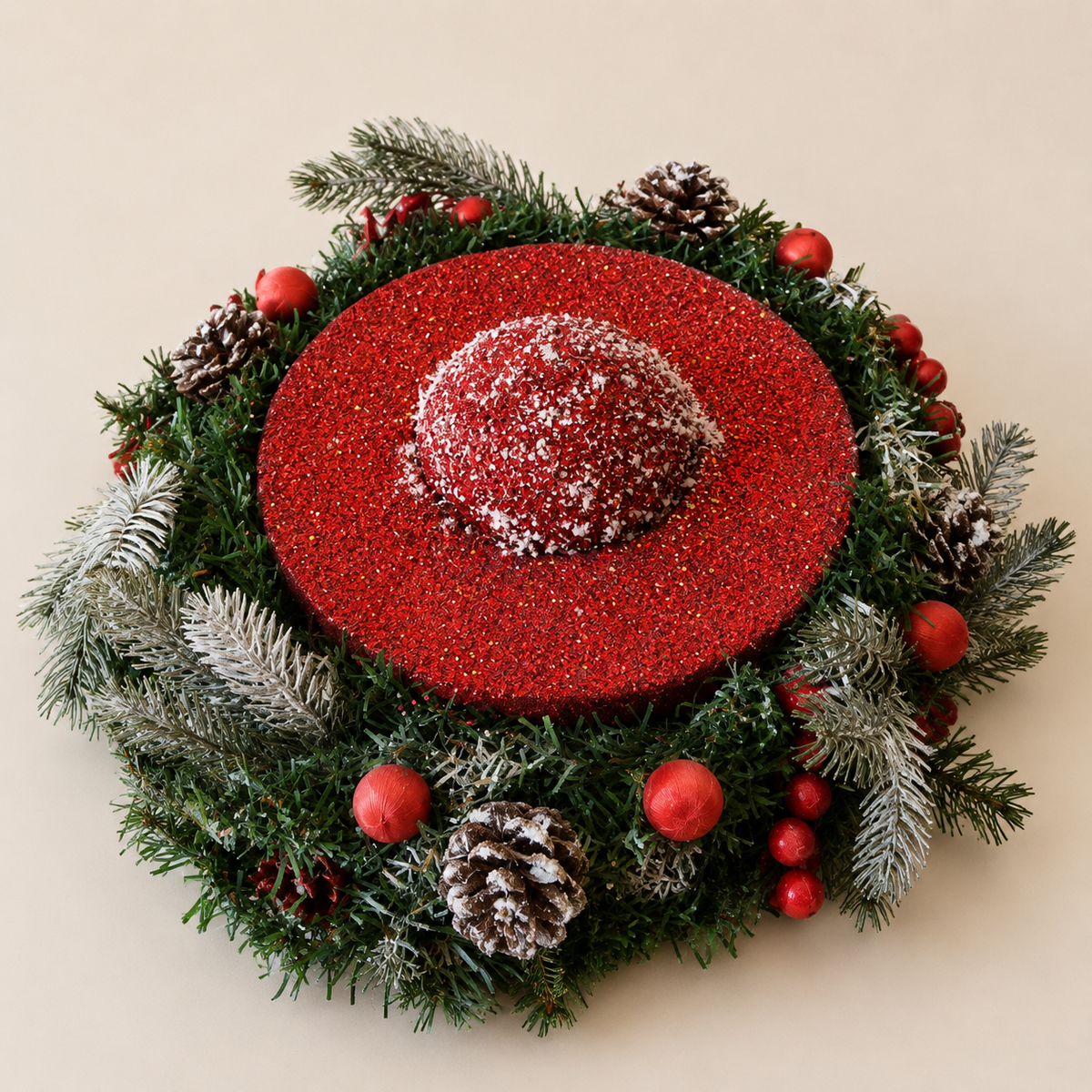 Red Glitter Christmas Centerpiece