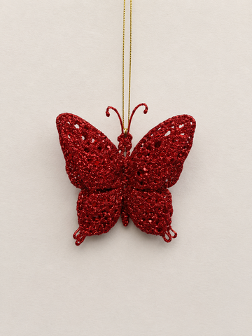 Red Glitter Butterfly Ornament