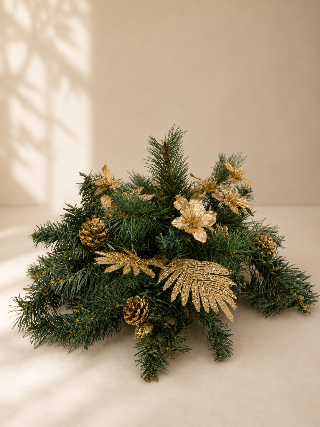 Golden Botanical Christmas Centerpiece