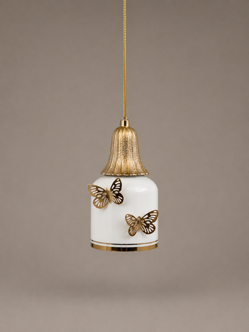 White & Gold Butterfly Bell Ornament