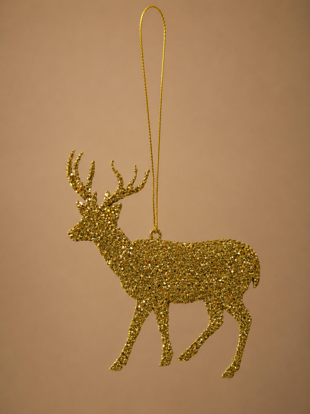 Gold Glitter Reindeer Ornament