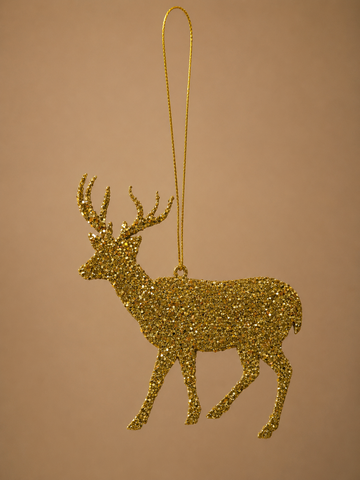 Gold Glitter Reindeer Ornament