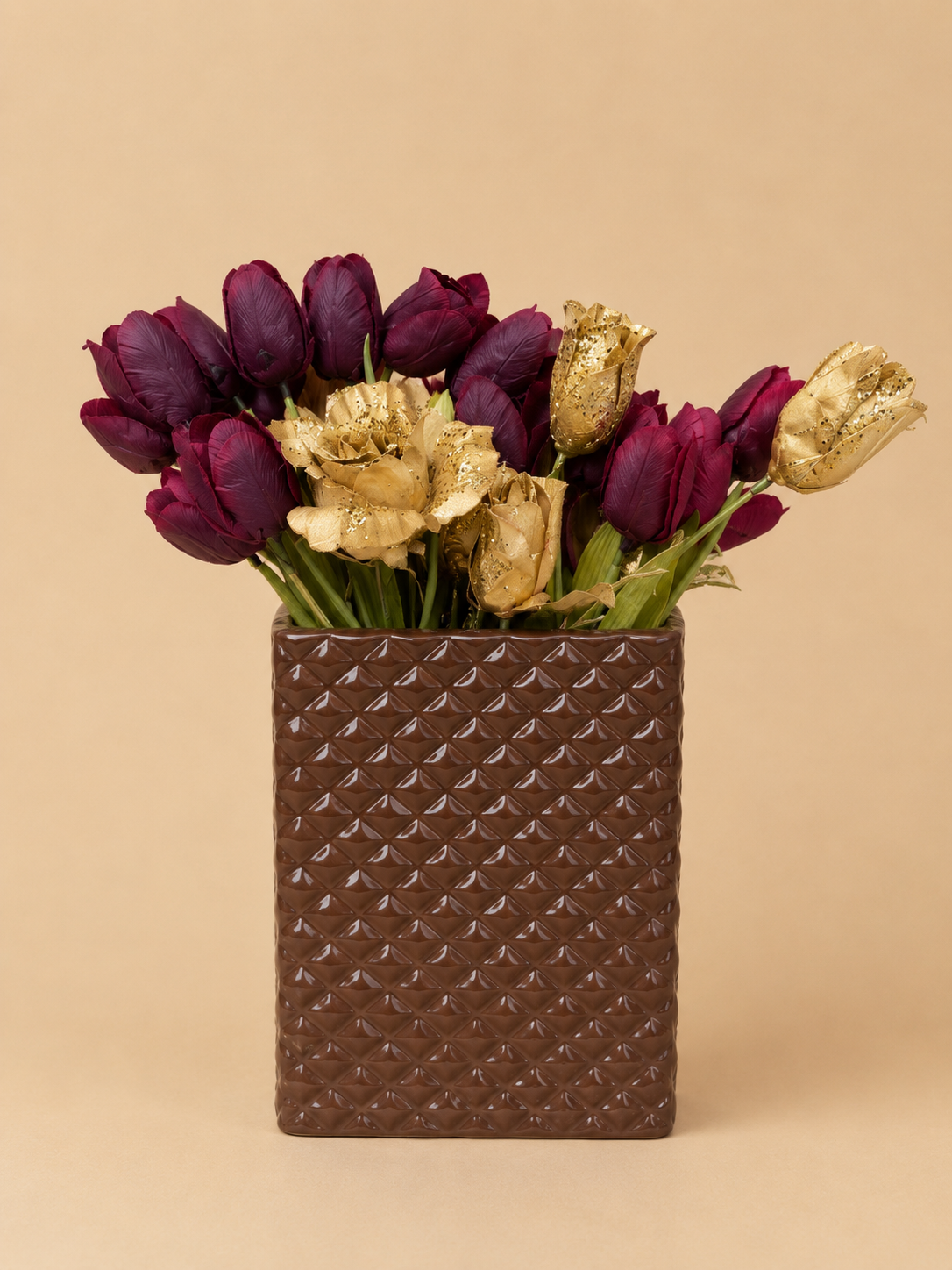 Floral Arrangement in Textured Ceramic Vase