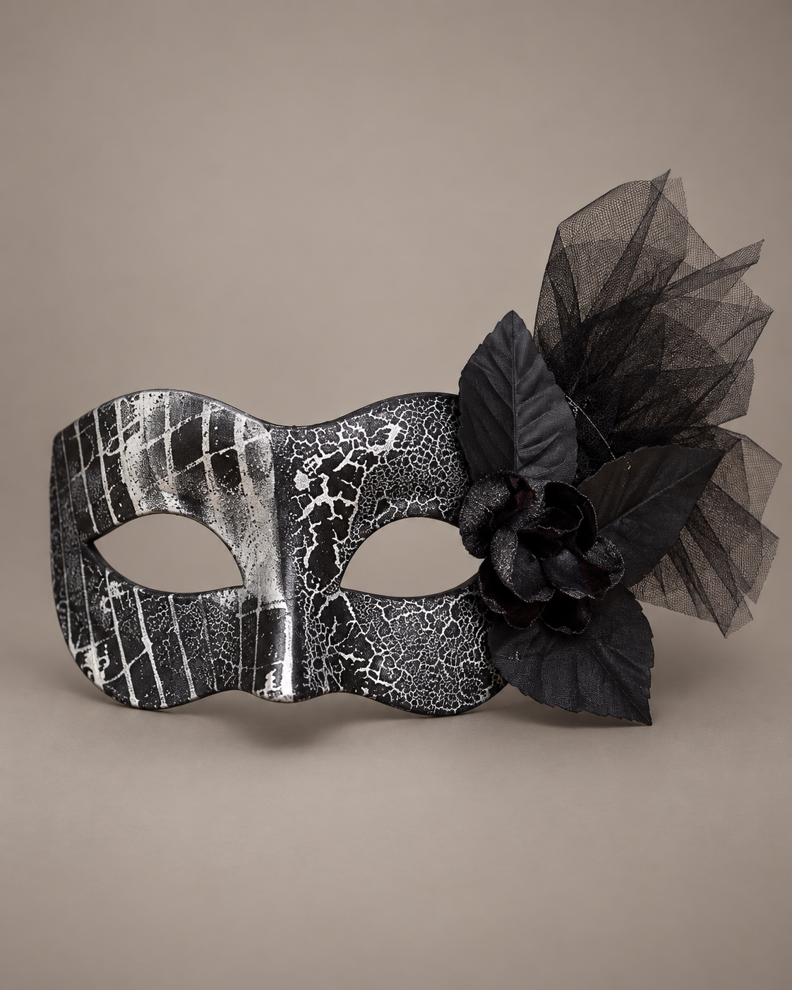 Black & Silver Floral Masquerade Mask