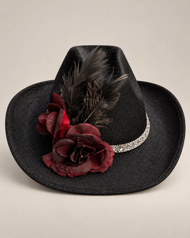 Black & Burgundy Rose Halloween Hat