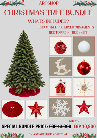 Holly Red Christmas Tree Bundle – 2.40m (Without Lights)